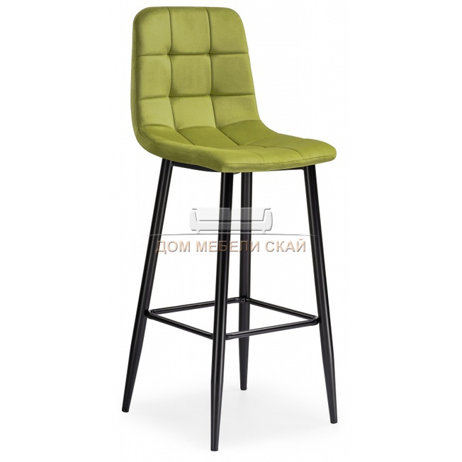 Барный стул Chio, велюровый зеленого цвета khaki/black