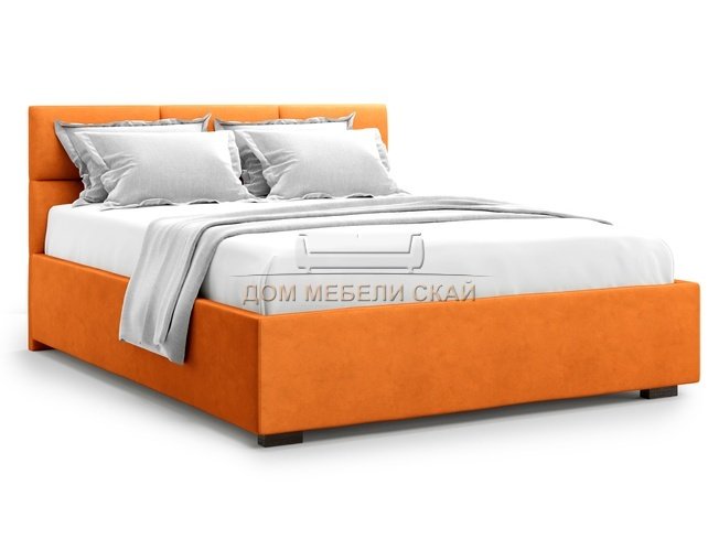 Кровать полутороспальная 140x200 Bolsena с подъемным механизмом, оранжевый велюр velutto 27