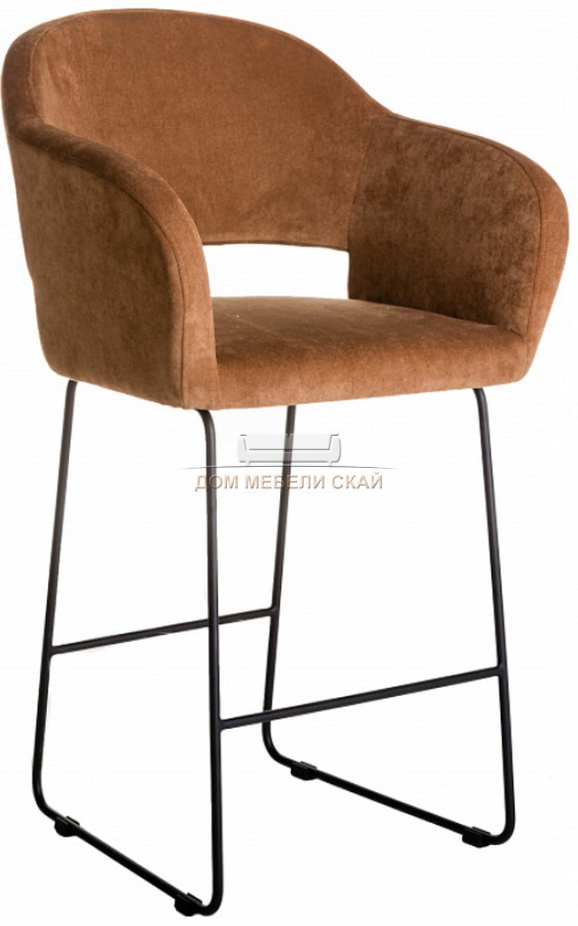 Кресло полубарное Oscar, велюровый коричневого цвета браун/линк черный
