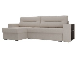 Угловой диван-кровать левый Эридан, бежевый/рогожка