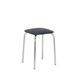 Табурет Leset Рин квадратный, экокожа черного цвета/хром