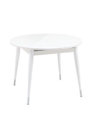 Стол обеденный раскладной круглый Сидней 100, белый глянцевый