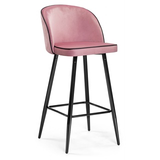 Барный стул Zefir, велюровый розового цвета pink