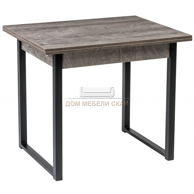 Стол обеденный раскладной Форли, дуб рошелье/черный матовый