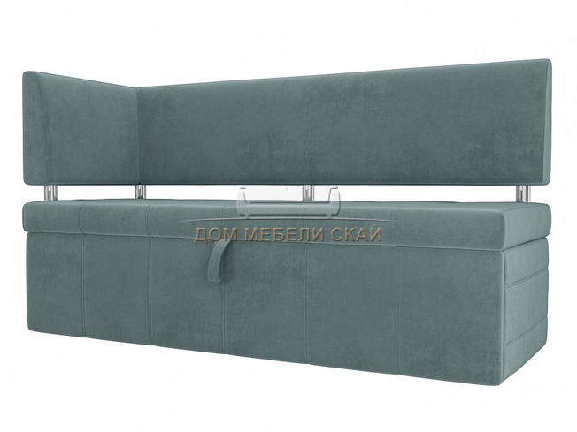 Кухонный диван Стоун с левым углом, бирюзовый велюр
