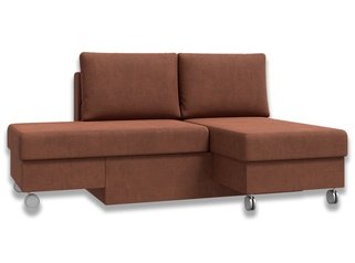Угловой диван-кровать Лира трансформер, коричневый велюр