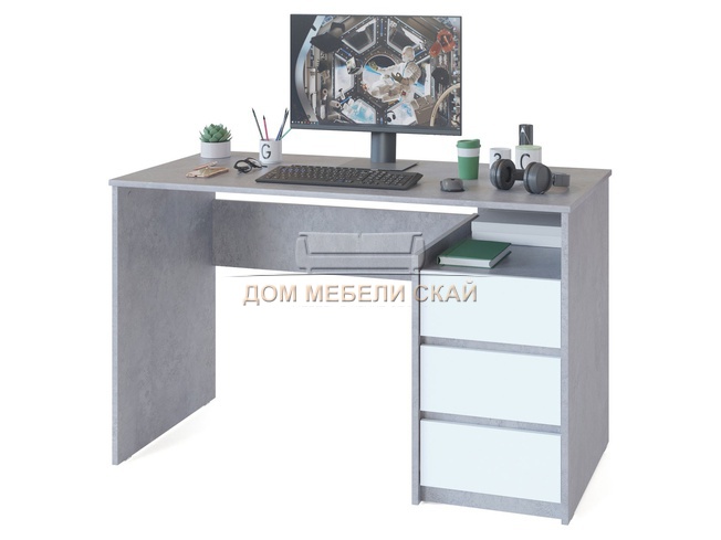 Письменный стол СПМ-21, бетон/белый