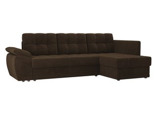 Угловой диван-кровать правый Нэстор прайм, коричневый/велюр