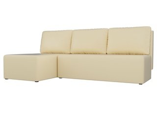 Угловой диван-кровать левый Поло, бежевый/экокожа