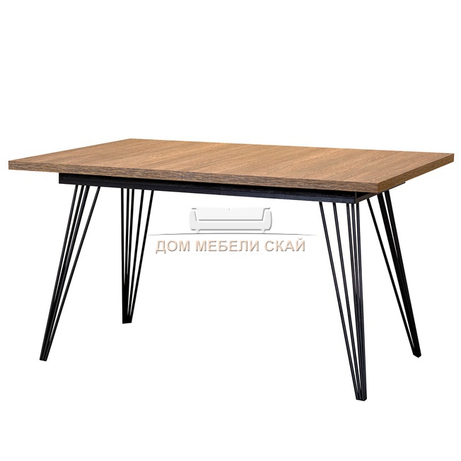 Стол раздвижной обеденный Fusion, дуб навара/чёрный