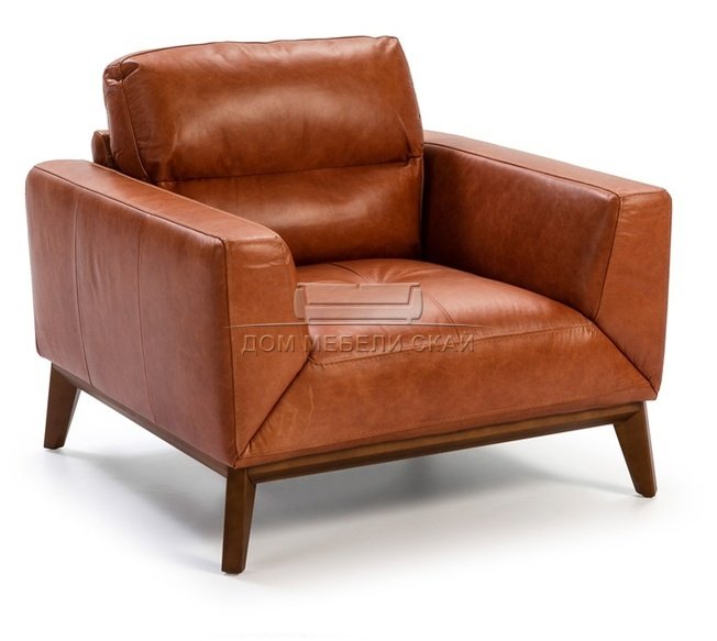 Кресло из кожи KF1016-1P, светло-коричневое