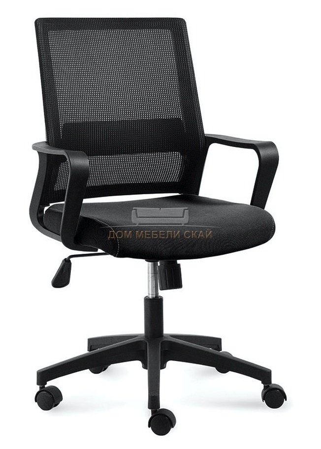Кресло офисное Бит LB, черный пластик/черная сетка/черная ткань