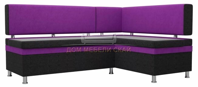 Кухонный угловой диван правый Стайл, черный/фиолетовый/микровельвет