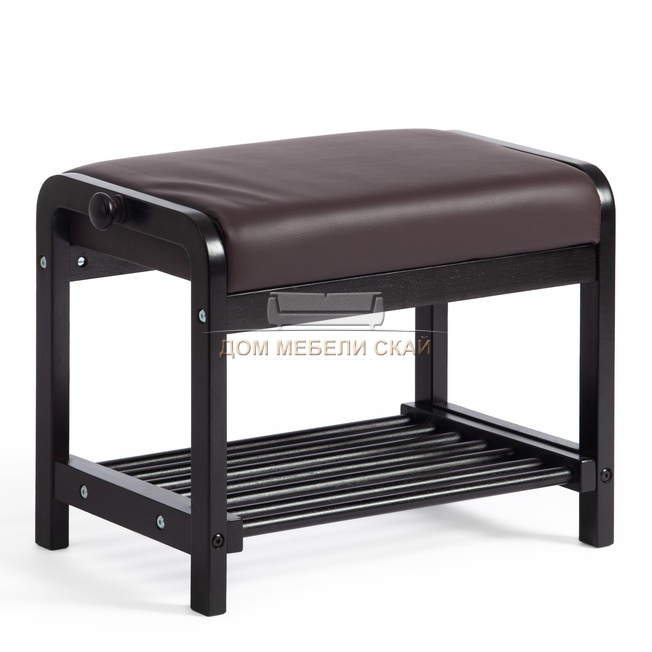 Обувница AX-1021, экокожа темно-коричневая/венге