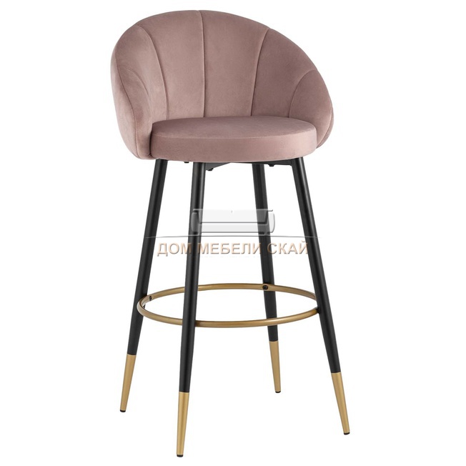 Стул барный Наоми, велюр розовый