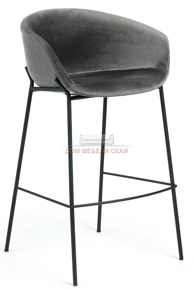 Барный стул Zadine, велюровый серого цвета