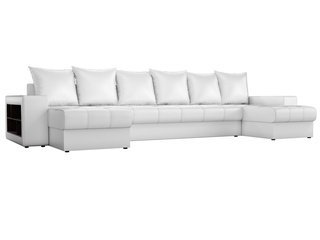 П-образный угловой диван Дубай, белый/экокожа