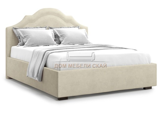 Кровать полутороспальная 140x200 Madzore с подъемным механизмом, бежевый велюр velutto 17