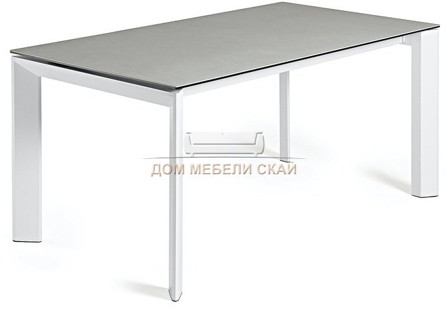 Стол обеденный раздвижной Atta 160(220)x90 белый, фарфоровый гидра plomo CC0180HP