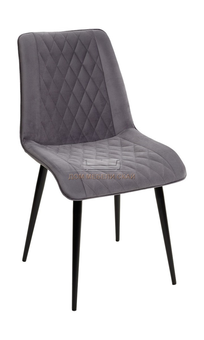 Стул Поль, велюровый серого цвета #27/черный
