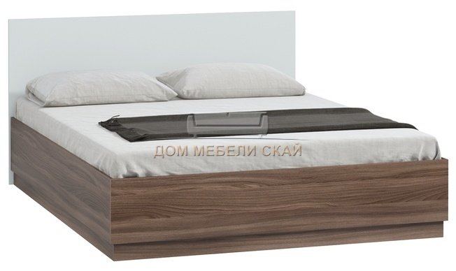 Кровать двуспальная Стелла 1600, шимо темный/белый снег