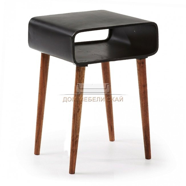 Журнальный столик с нишей Mindi, черный/коричневый