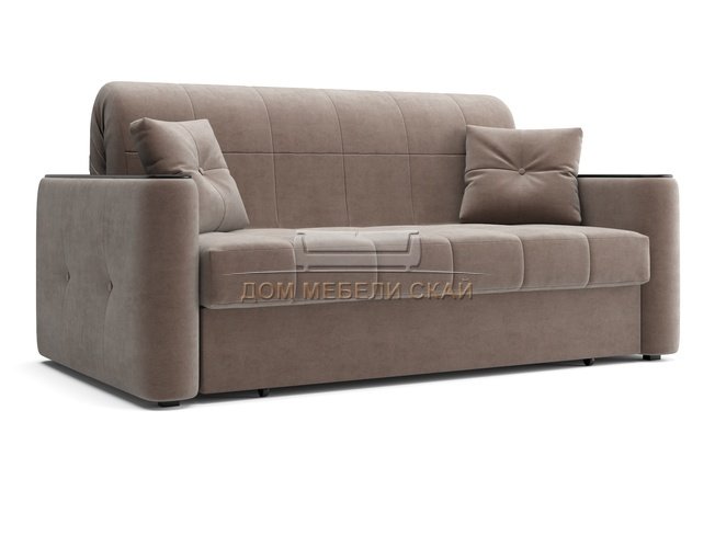 Диван-кровать Ницца 1400, velutto 22 коричневый/накладка венге