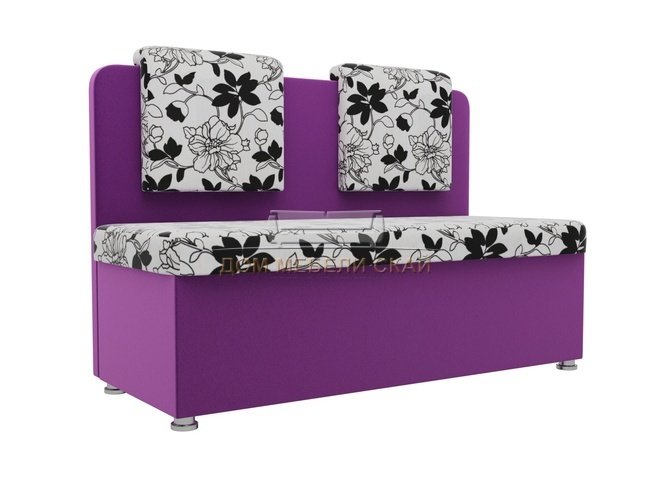 Кухонный диван Маккон 2-х местный, белый/фиолетовый/рогожка
