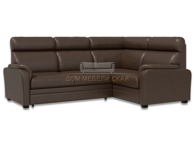 Угловой диван-кровать Омега 3-1, коричневая экокожа