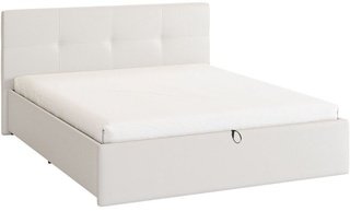 Кровать двуспальная 160x200 Куба с подъемным механизмом, белая экокожа