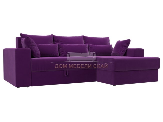 Угловой диван-кровать правый Майами, фиолетовый/микровельвет