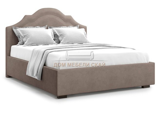 Кровать двуспальная 160x200 Madzore без подъемного механизма, коричневый велюр velutto 22