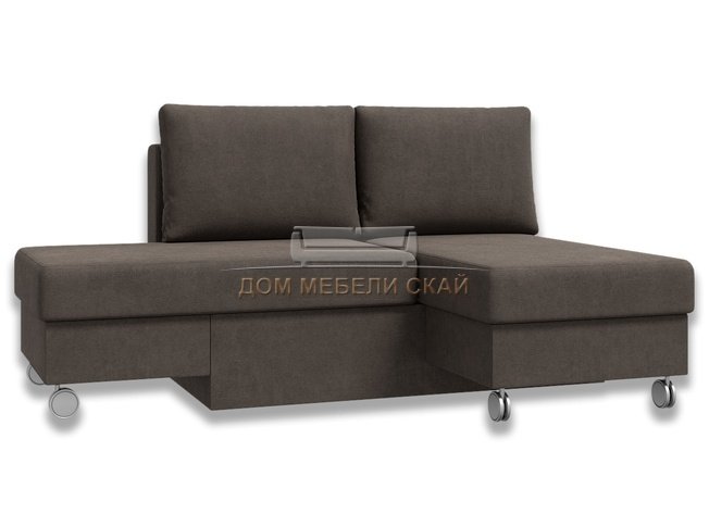 Угловой диван-кровать Лира трансформер, серо-коричневый велюр