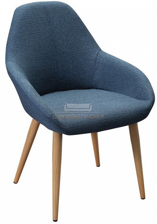Стул-кресло Kent, рогожка синего цвета сканди блю- арт/натуральный