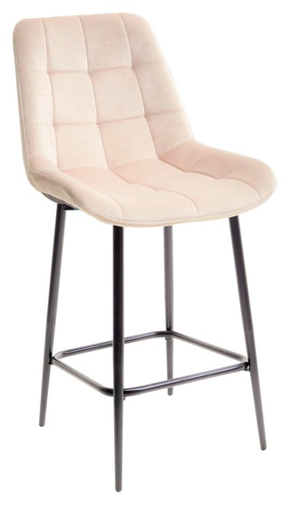 Барный стул ХОФМАН, велюровый бежевого цвета H-06/черный каркас