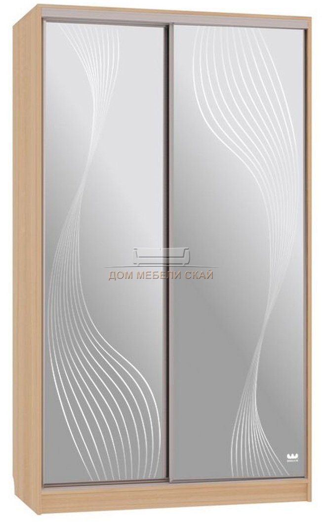Шкаф-купе 2-дверный зеркальный Рио 4-600, дуб сонома/волны 1