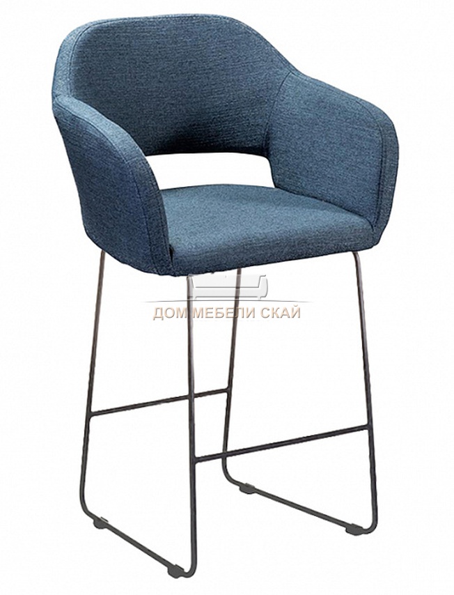 Кресло барное Oscar, рогожка синего цвета блю арт/линк черный