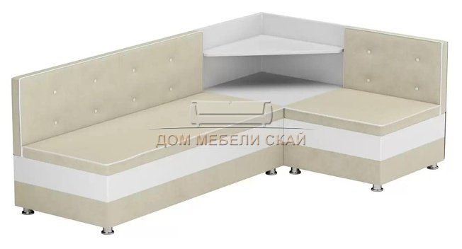 Кухонный угловой диван правый Милан, бежевый/микровельвет