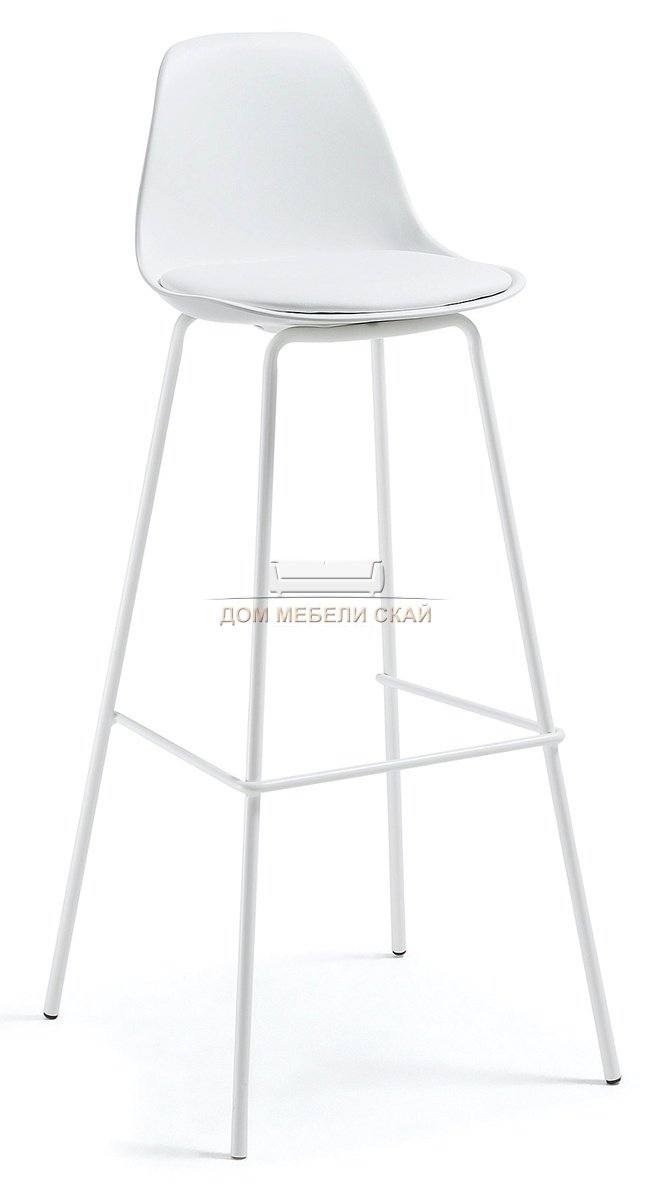 Барный стул Lysna пластик, экокожа белого цвета