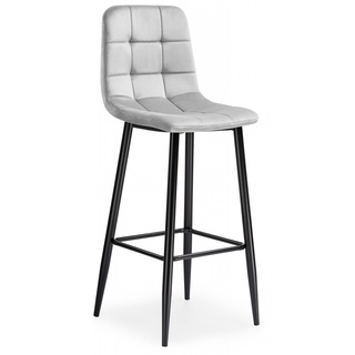 Барный стул Chio, велюровый светло-серого цвета light gray/black