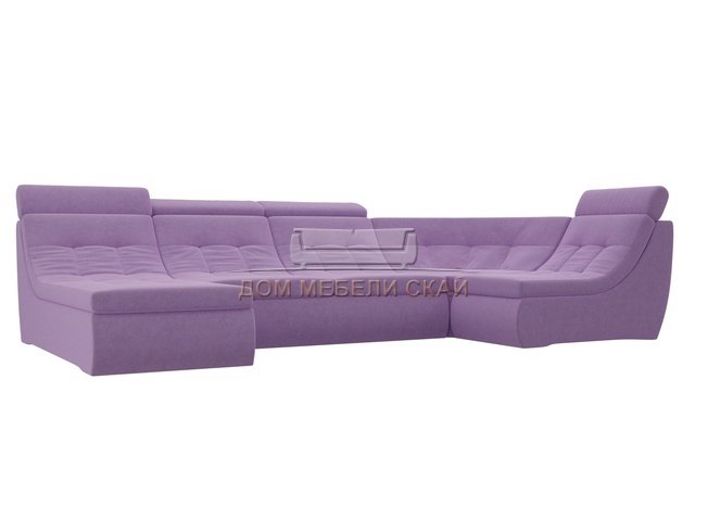 П-образный угловой диван Холидей Люкс, сиреневый/микровельвет