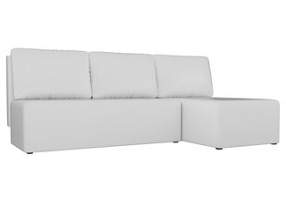 Угловой диван-кровать правый Поло, белый/экокожа