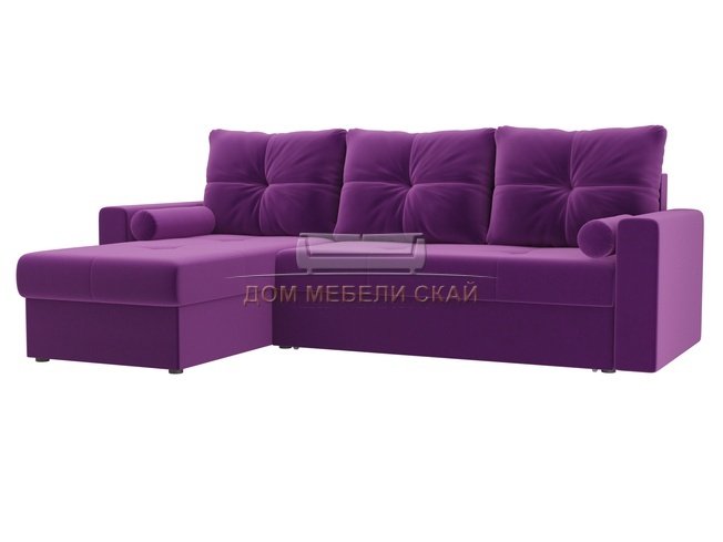 Угловой диван-кровать левый Верона, фиолетовый/микровельвет