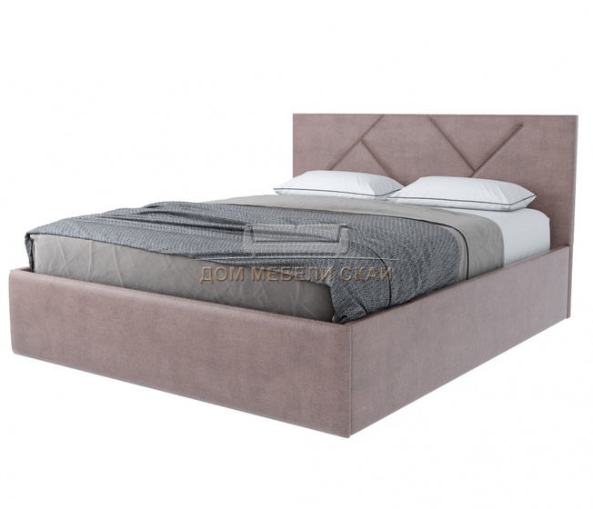 Кровать двуспальная 180х200 Лима с ПМ коричнево-бежевый велюр