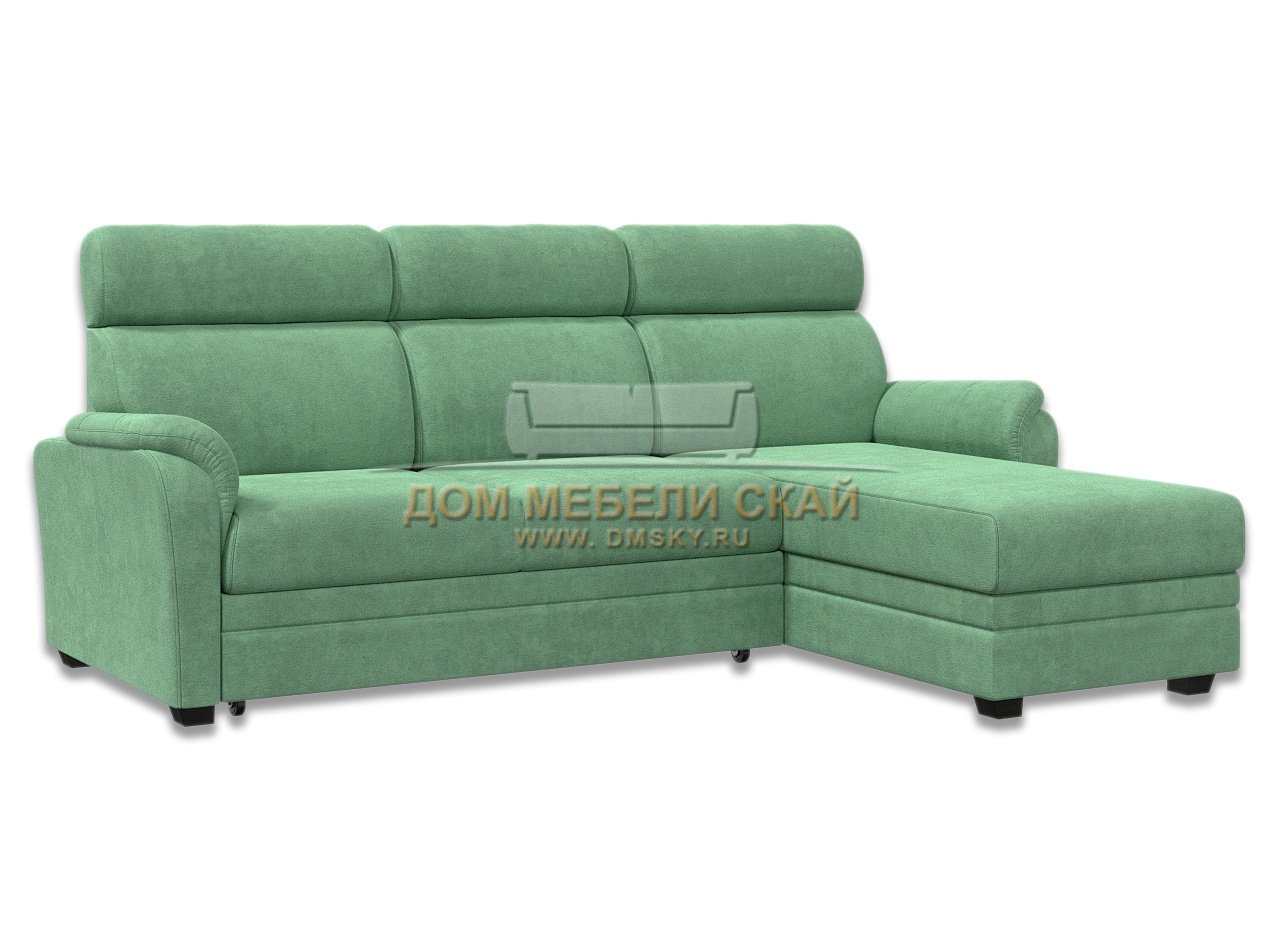 Угловой диван-кровать Омега 2-1, зеленый велюр - купить в Москве недорогопо цене 56 160 руб. (арт. B10030787)