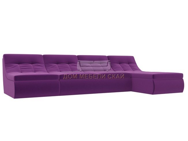 Угловой модульный диван-кровать правый Холидей, фиолетовый/микровельвет