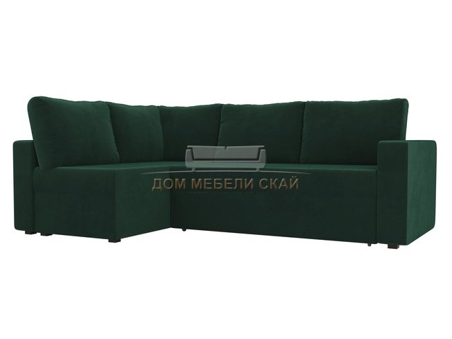 Угловой диван-кровать левый Оливер, зеленый/велюр