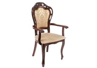 Стул-кресло Bronte, жаккард бежевого цвета/вишня патина