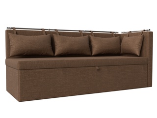 Кухонный угловой диван со спальным местом правый Метро, коричневый/рогожка