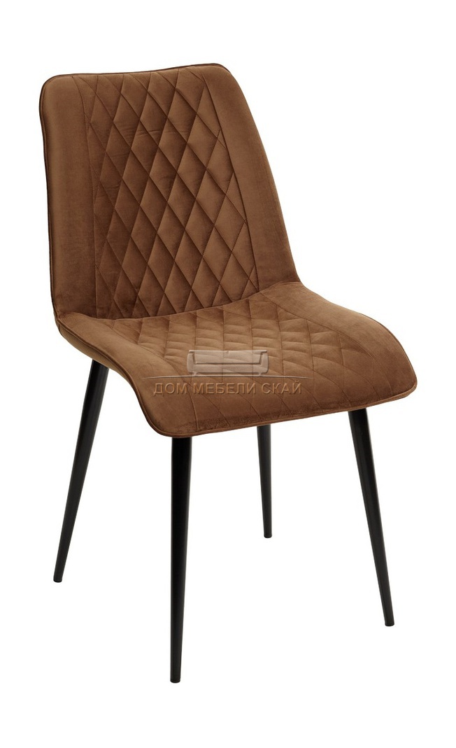 Стул Поль, велюровый коричневого цвета #11/черный